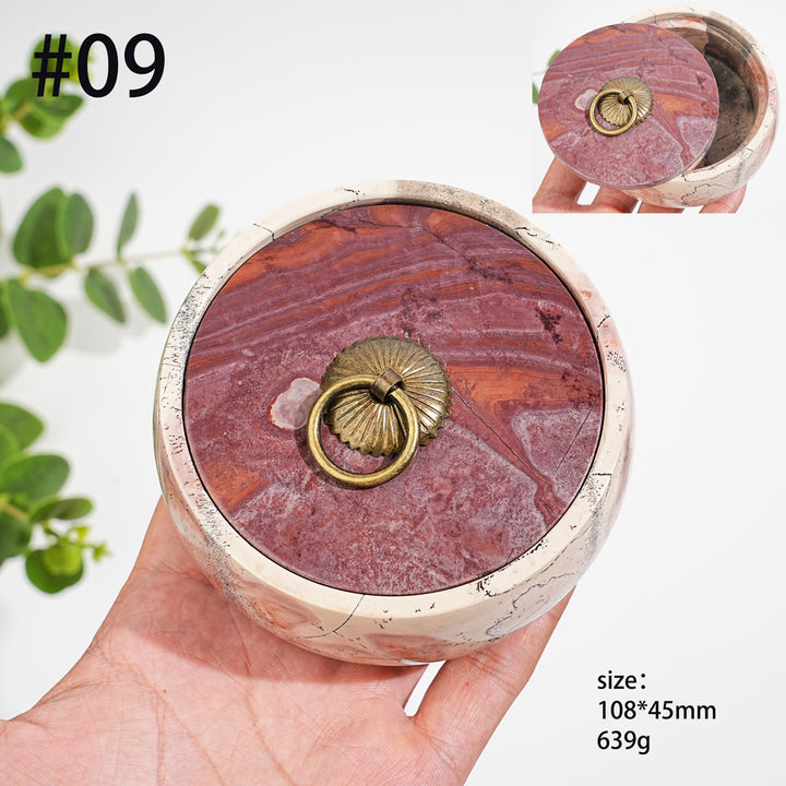 Unique,Natural Artisan Picture Jasper Trinket Box