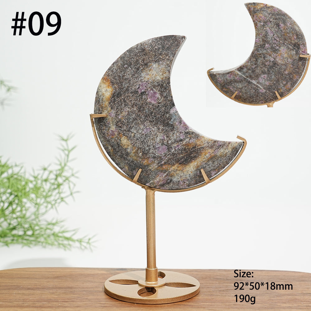 Unique,Natural Crystal Garnet Moon Carving