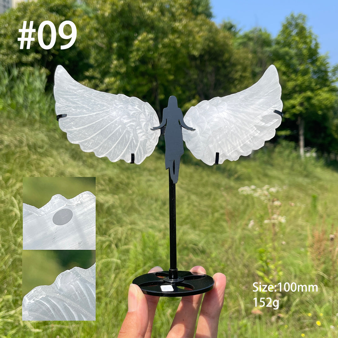 Unique,A Slightly Imperfect Natural Crystal Selenite Angel Wings Carving