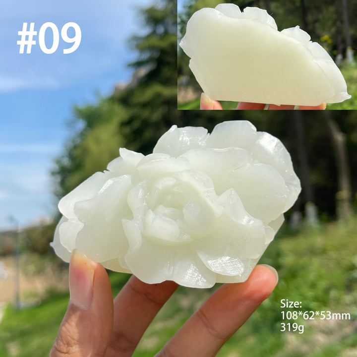Unique,Natural Crystal Peony Flower Carving