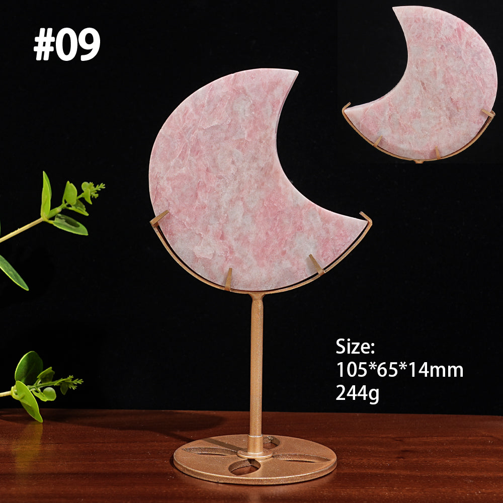 Unique,Natural Crystal Pink Opal Moon