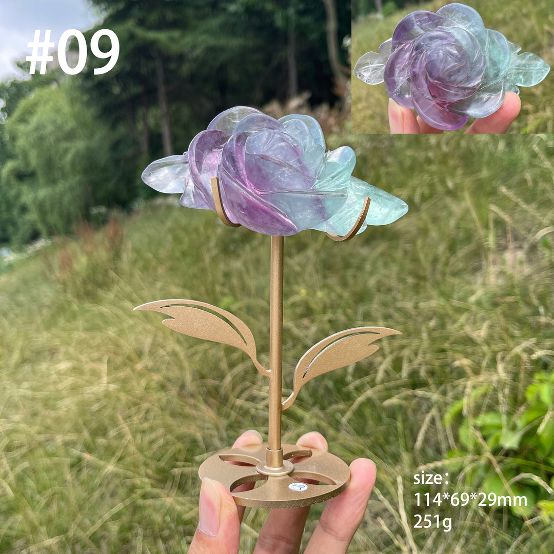 Unique,Natural Fluorite Rose Carving