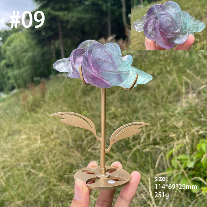 Unique,Natural Fluorite Rose Carving