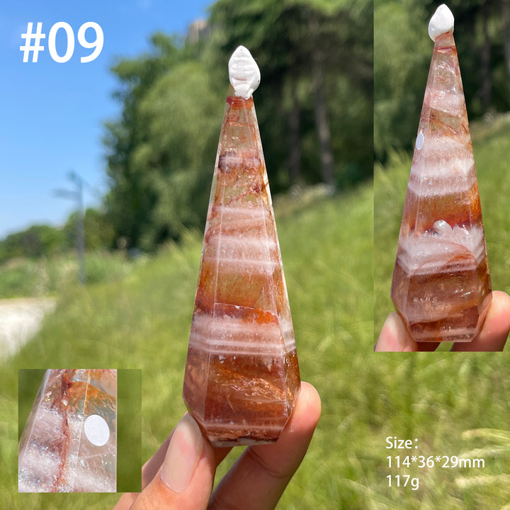 Unique,A Slightly Imperfect Natural Fire Quartz Diamond Tower