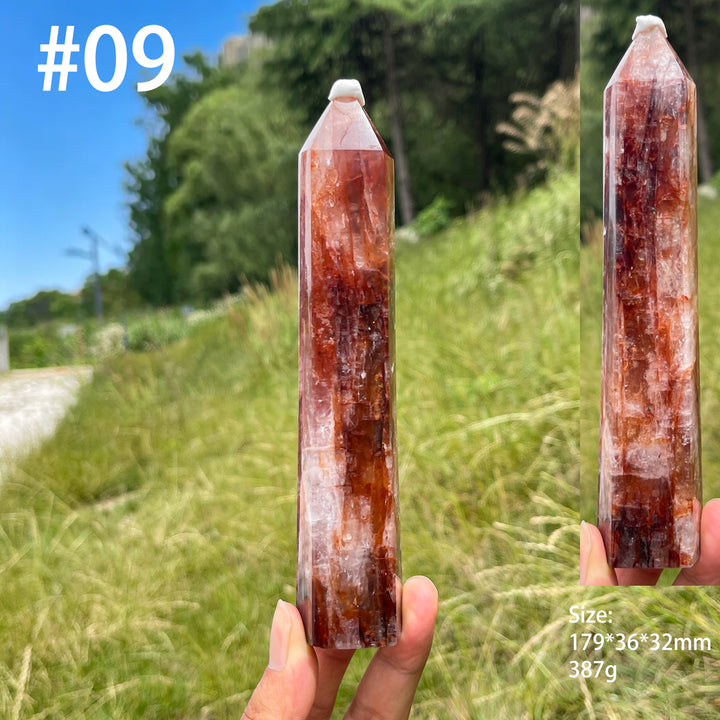 Unique,Natural Warm Fire Quartz Crystal Point