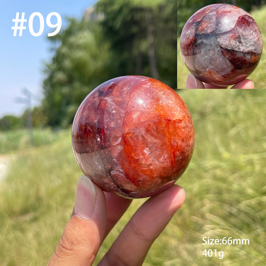 Unique,Natural Warm Fire Quartz Crystal Sphere