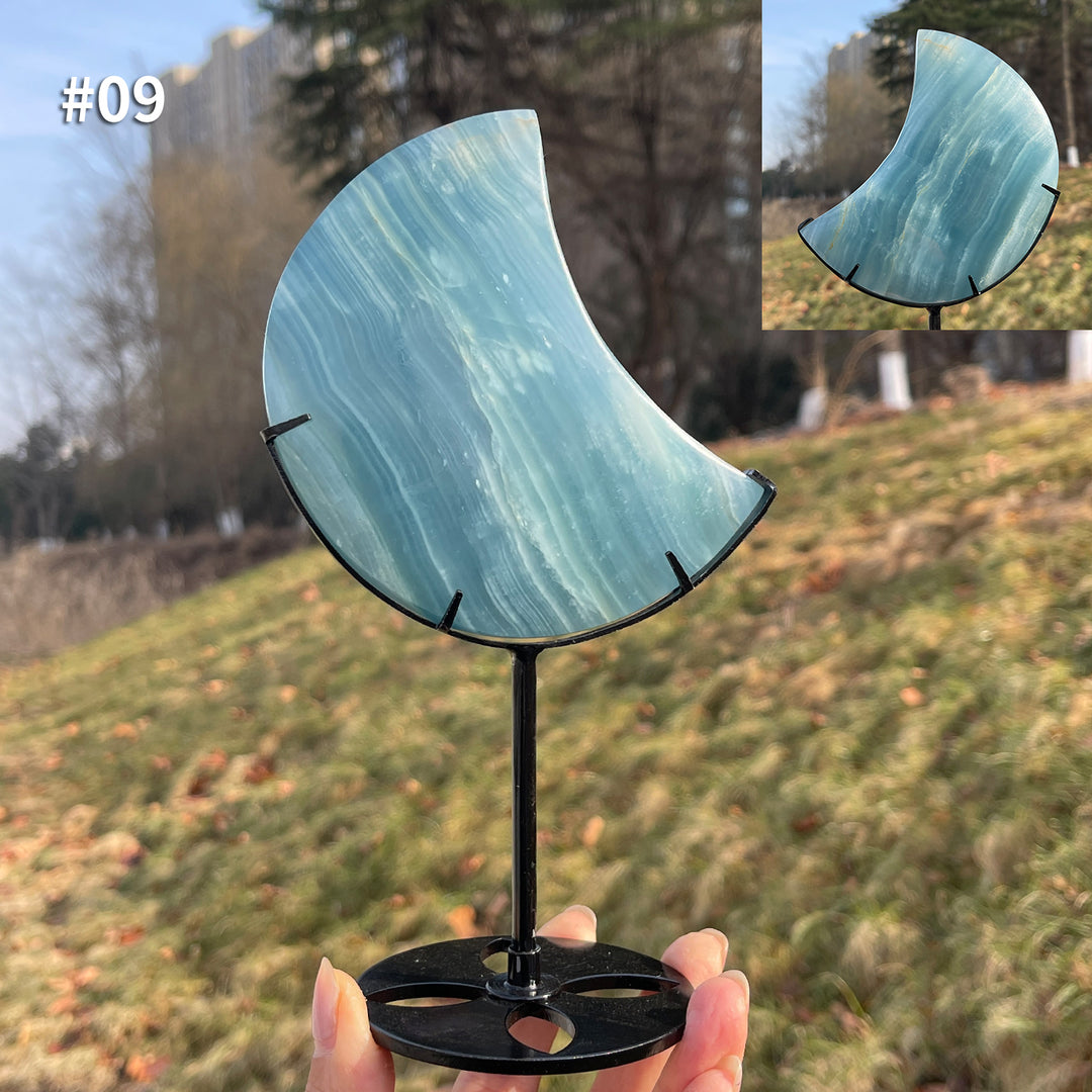 Unique,Natural Lemurian Aquatine Calcite Moon