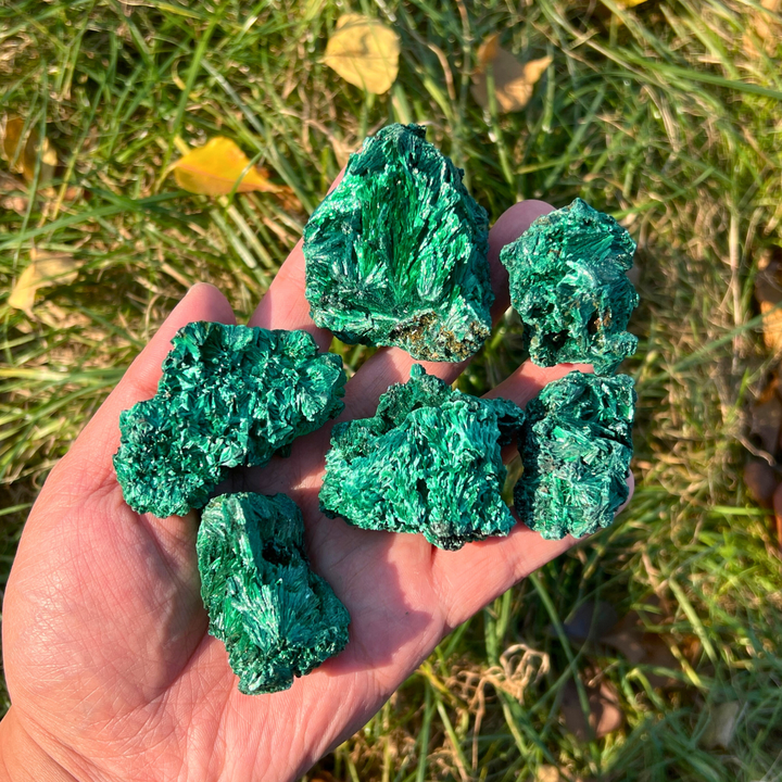 Unique Natural Raw Acicular Malachite Mineral