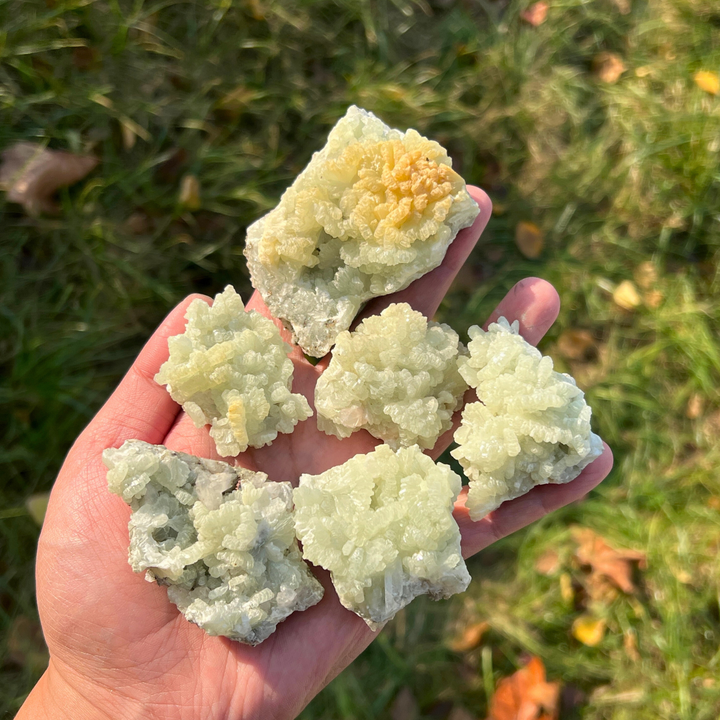 Unique Natural Raw Prehnite With Quartz Mineral Cluster