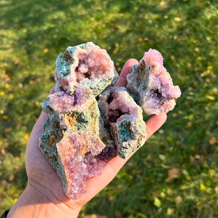 Unique Natural Raw Pink Amethyst Cluster