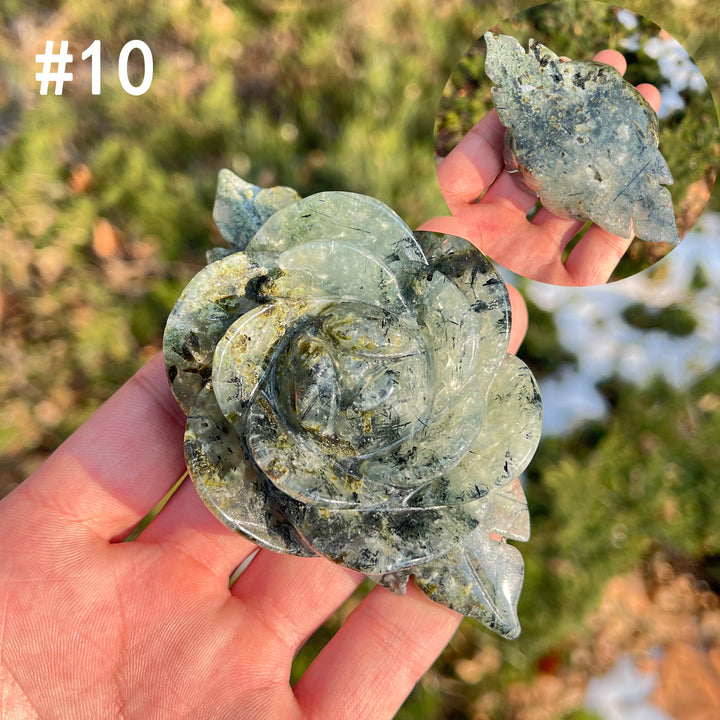 Unique,Natural Crystal Carving Peony Flower