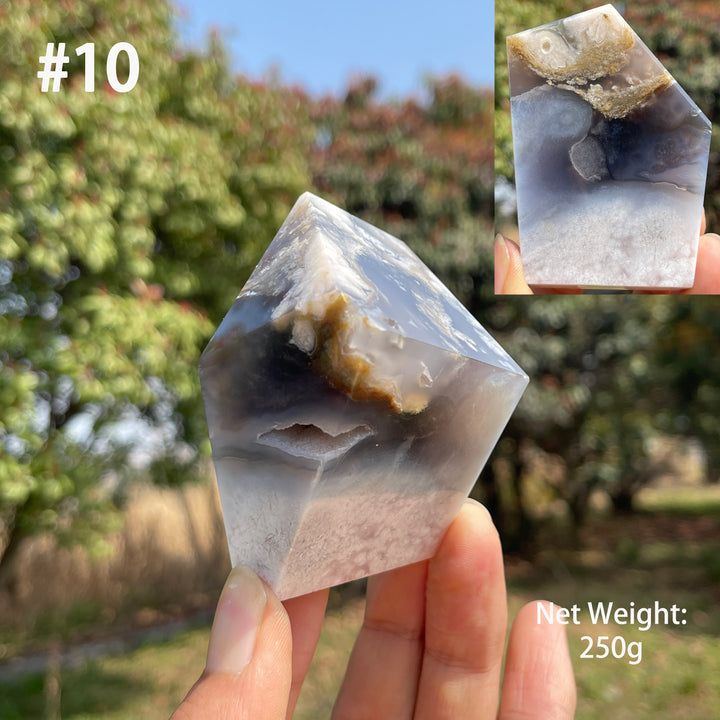 Unique,Natural Crystal Black Flower Agate Freeform