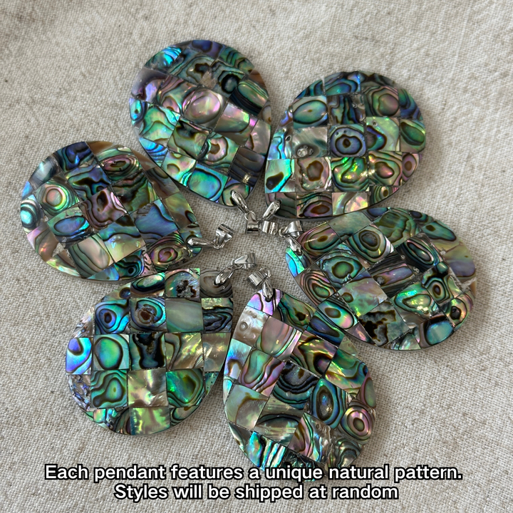Natural Abalone Shell Inlay Teardrop Pendant