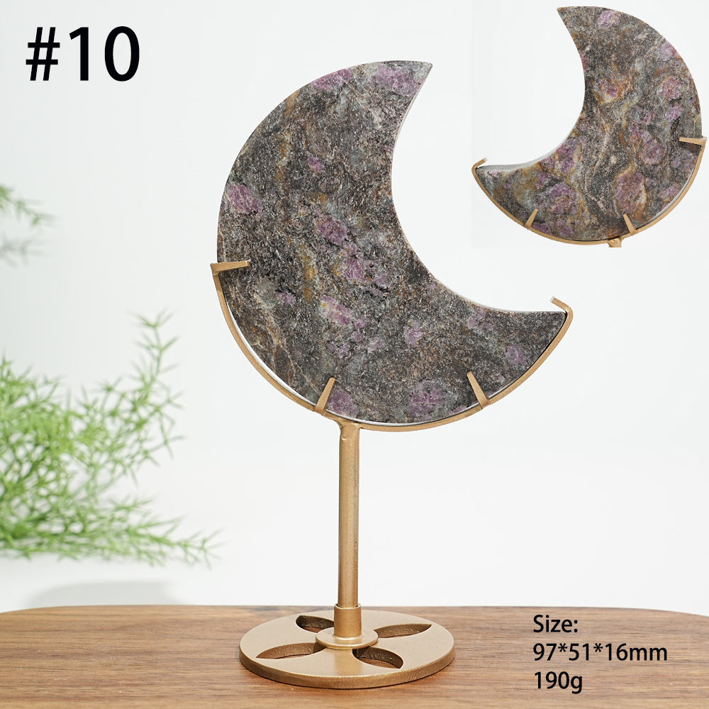 Unique,Natural Crystal Garnet Moon Carving