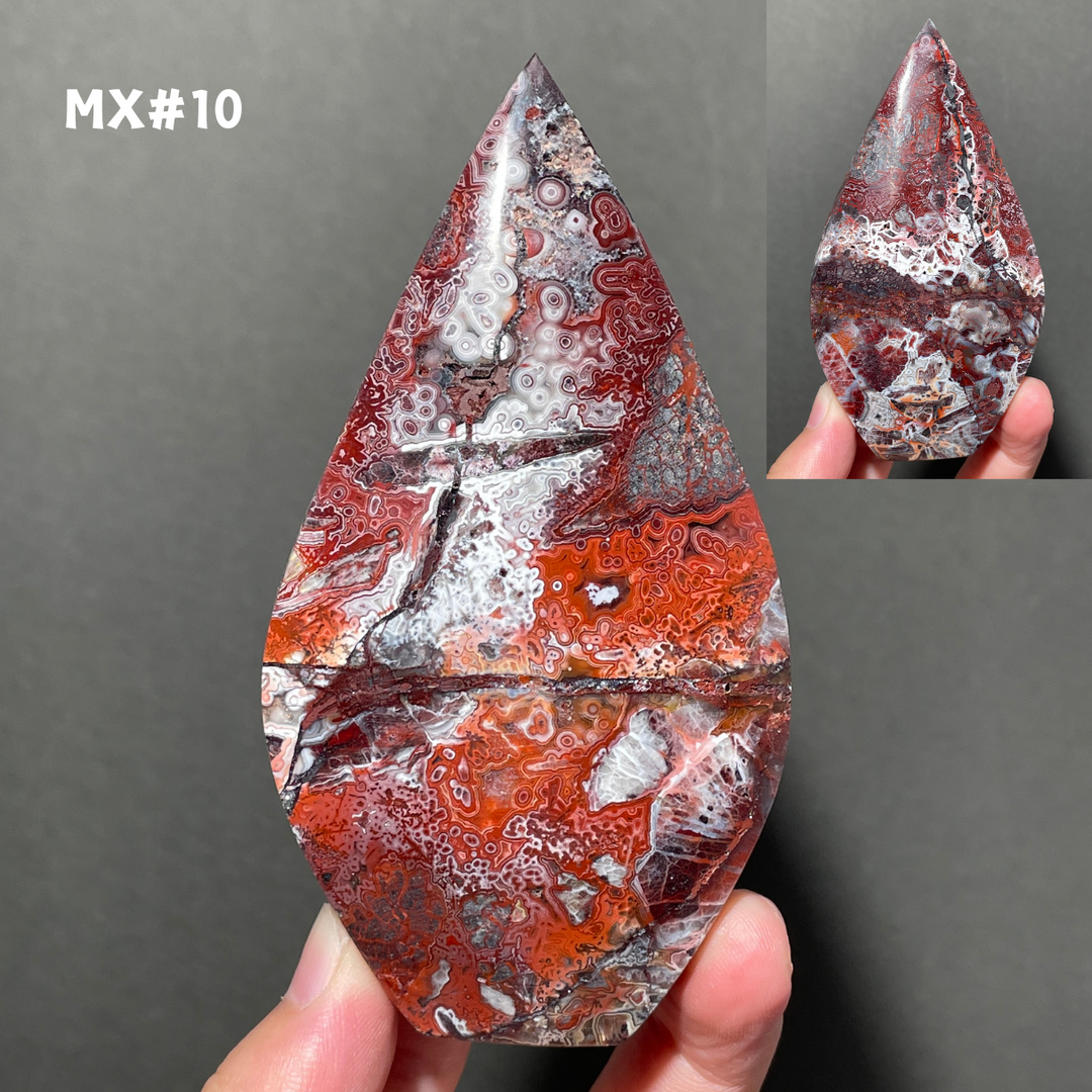 Unique, Mexican Crazy Lace Agate Teardrop