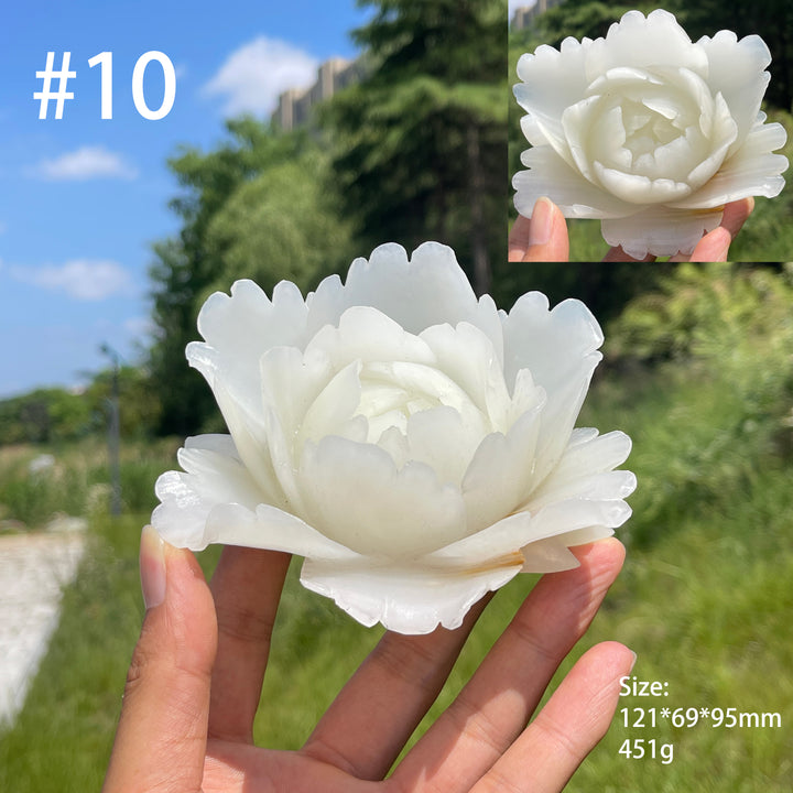 Unique,Natural Crystal Afghanistan Jade Peony Carving