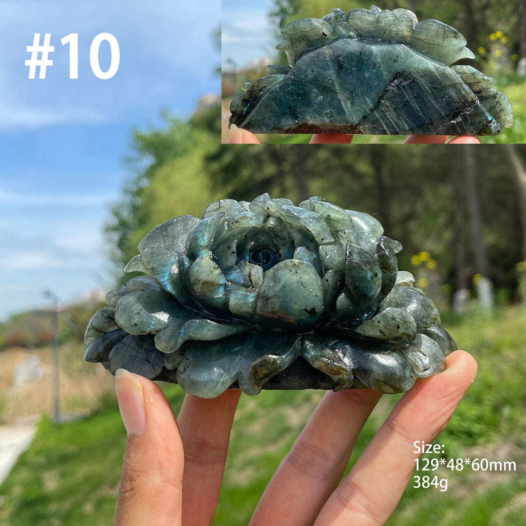 Unique,Natural Crystal Peony Flower Carving
