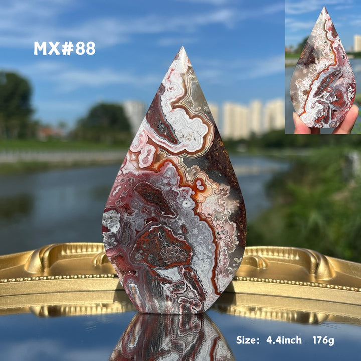 Unique, Mexican Crazy Lace Agate Teardrop