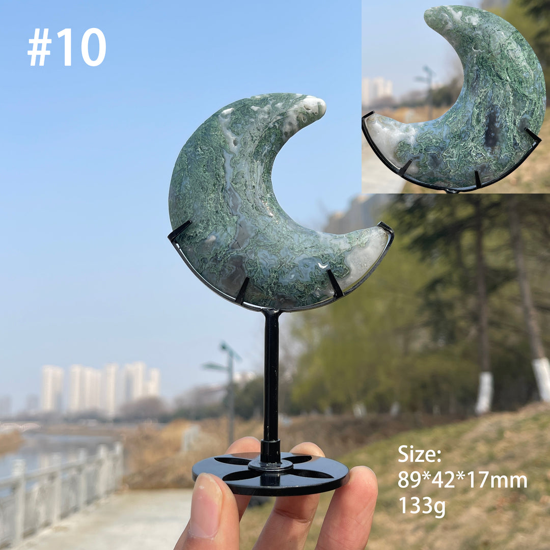 Unique,Natural Crystal Moss Agate Moon