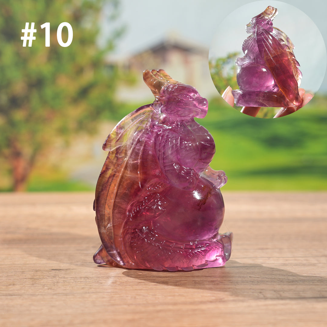 Unique, Natural Carving Fluorite Dragon And Fox