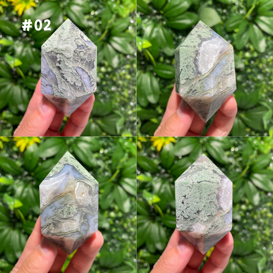 Moss Agate Double Point