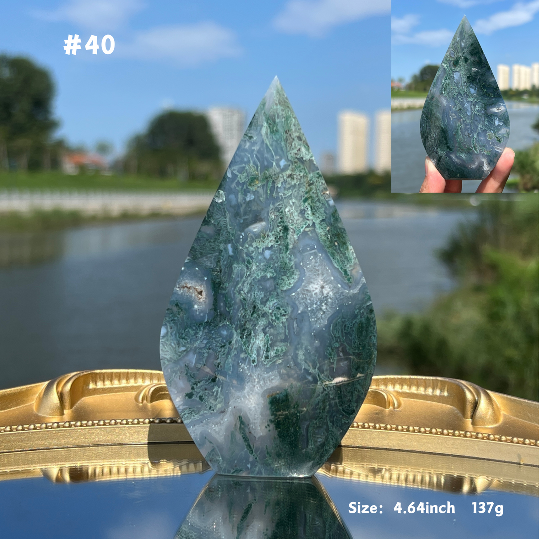 Unique,Moss Agate Teardrop