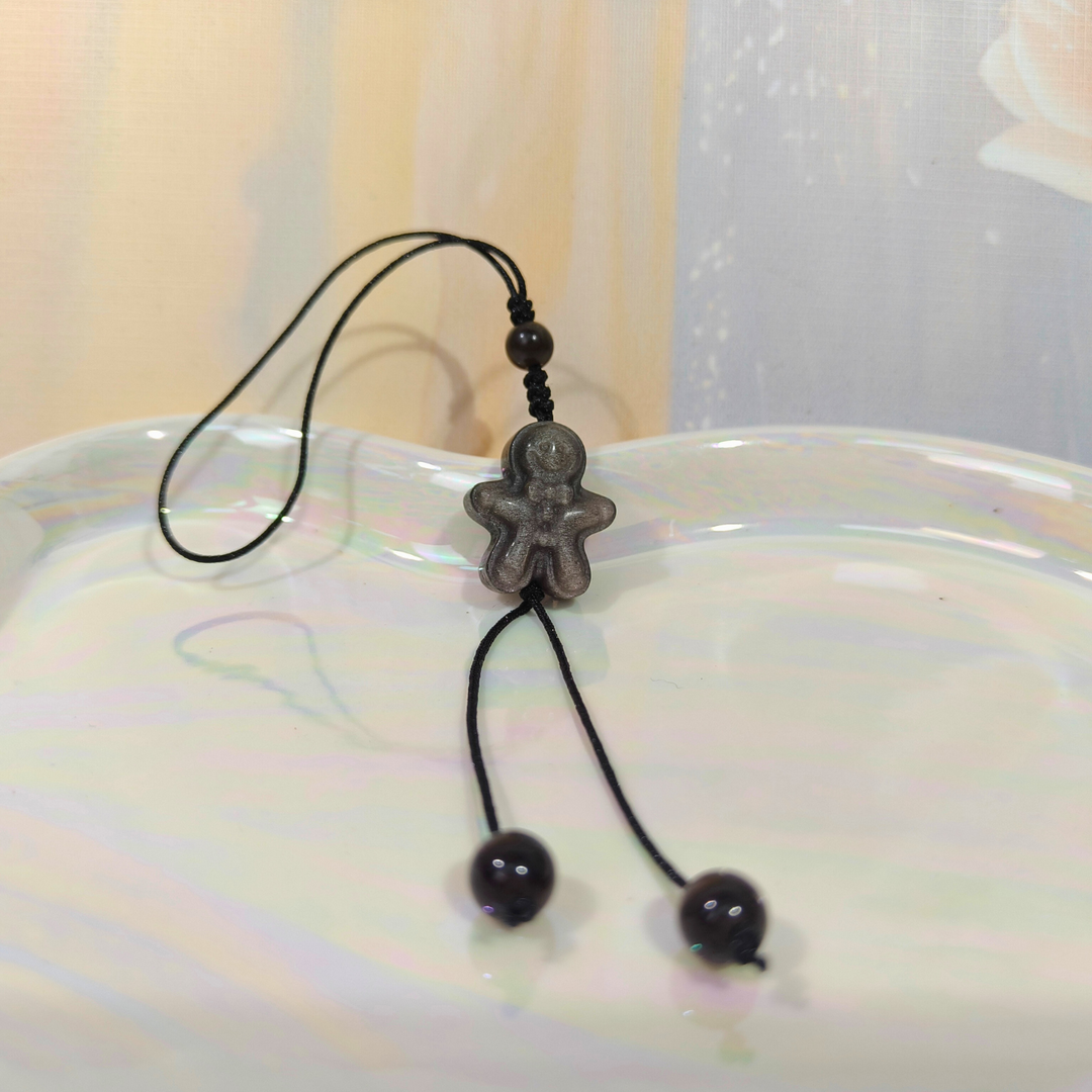 Silver Obsidian Cell phone Ornaments