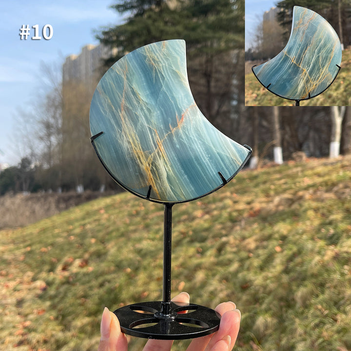 Unique,Natural Lemurian Aquatine Calcite Moon