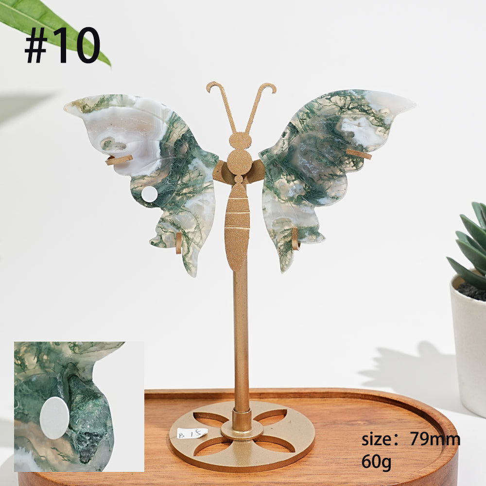 Unique,A Slightly Imperfect Natural Moss Agate Butterfly Wing Display