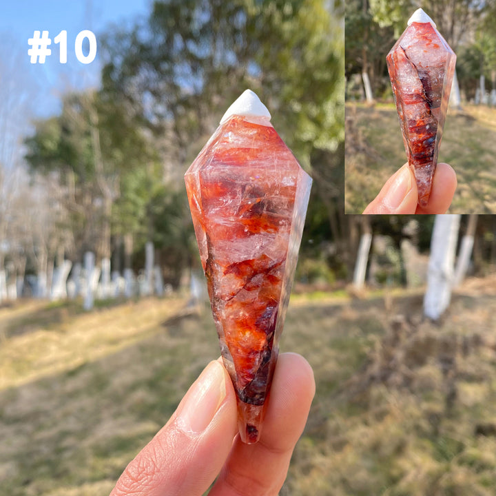 Unique,Natural Crystal Fire Quartz Wand