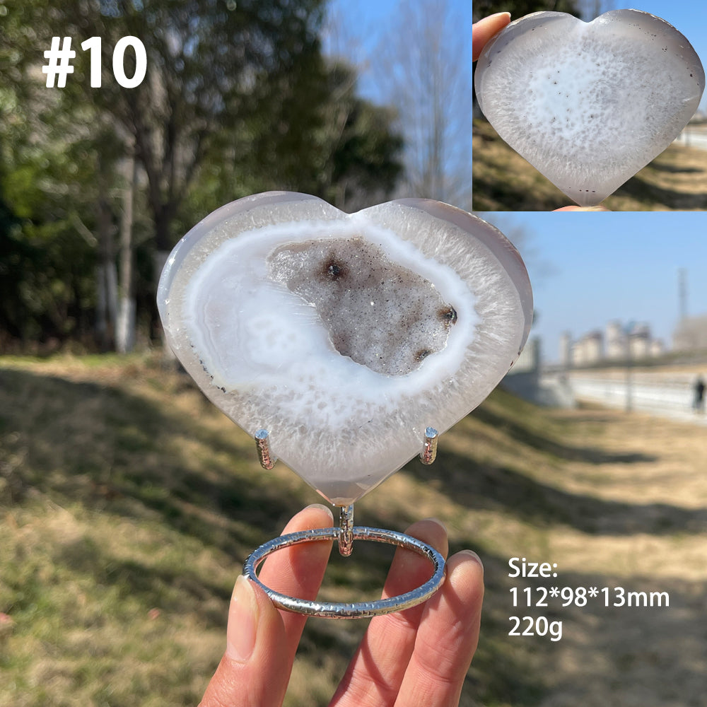 Unique,Natural Crystal Agate Geode Heart