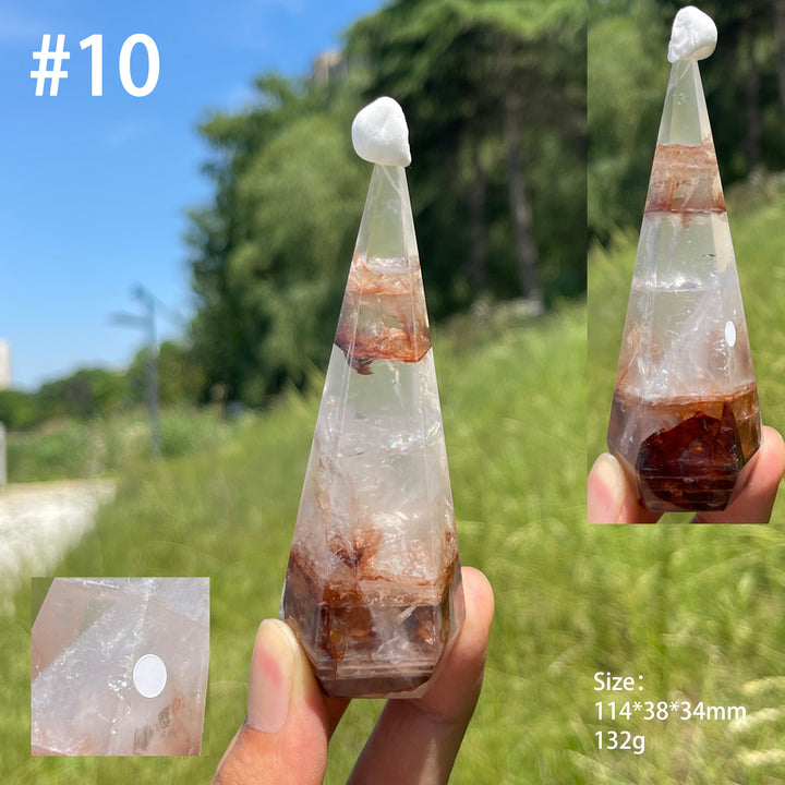 Unique,A Slightly Imperfect Natural Fire Quartz Diamond Tower