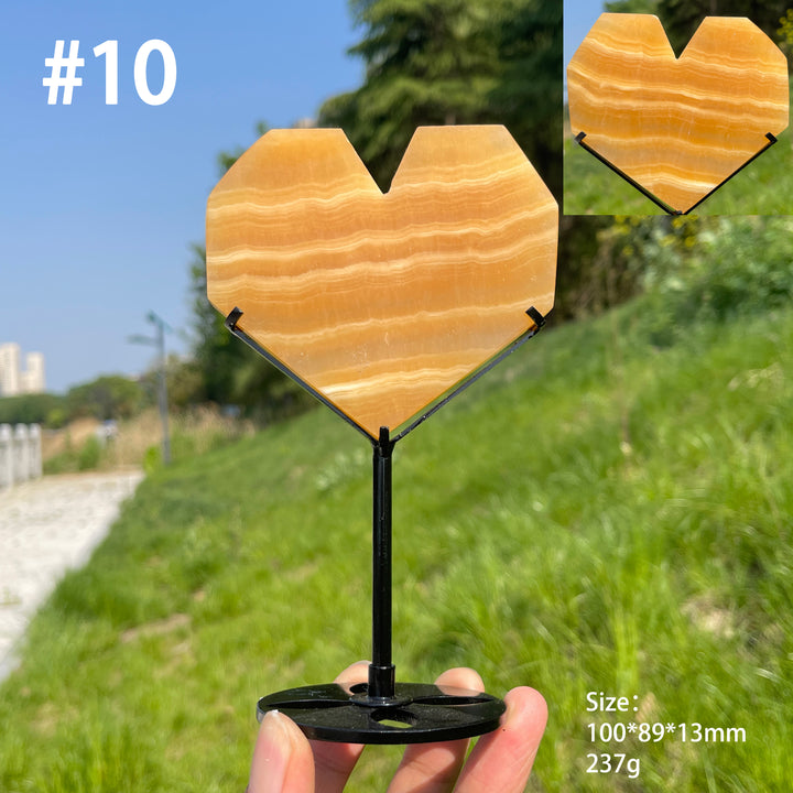 Unique,Natural Yellow Calcite Crystal Heart Carving
