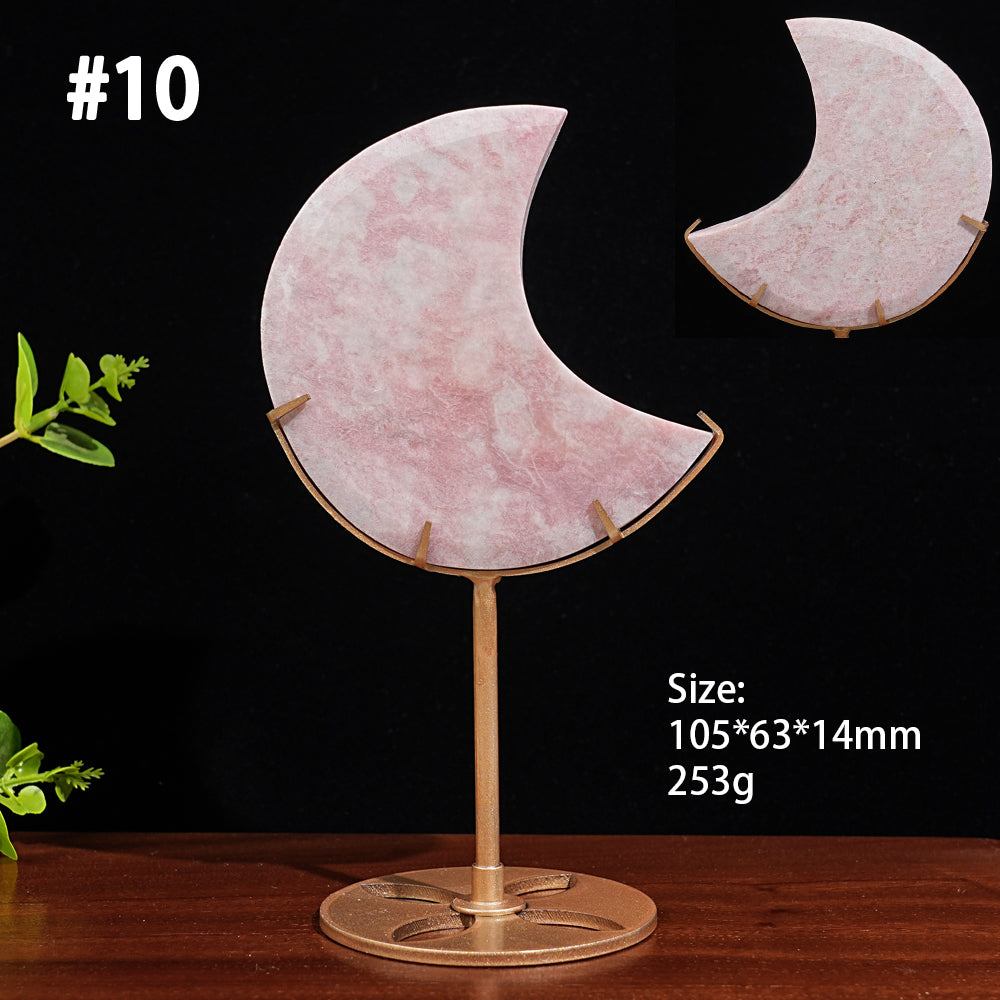 Unique,Natural Crystal Pink Opal Moon