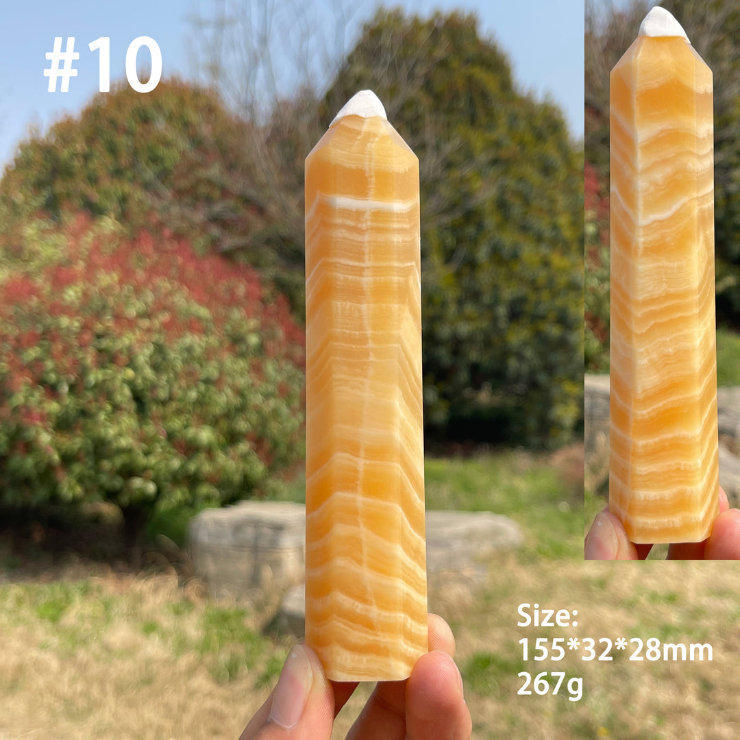 Unique,Natural Crystal Yellow Calcite Point