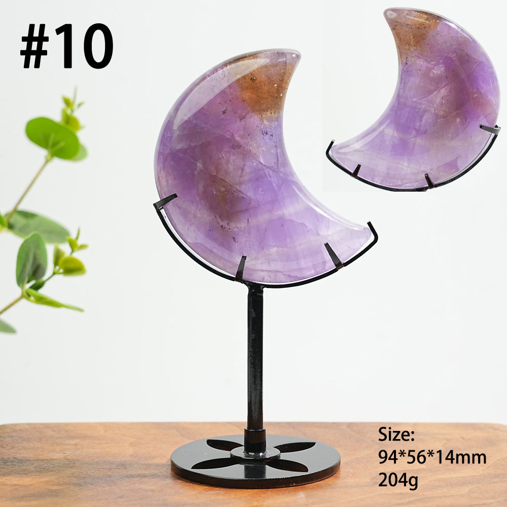 Unique,Natural Ametrine Crystal Carving Moon