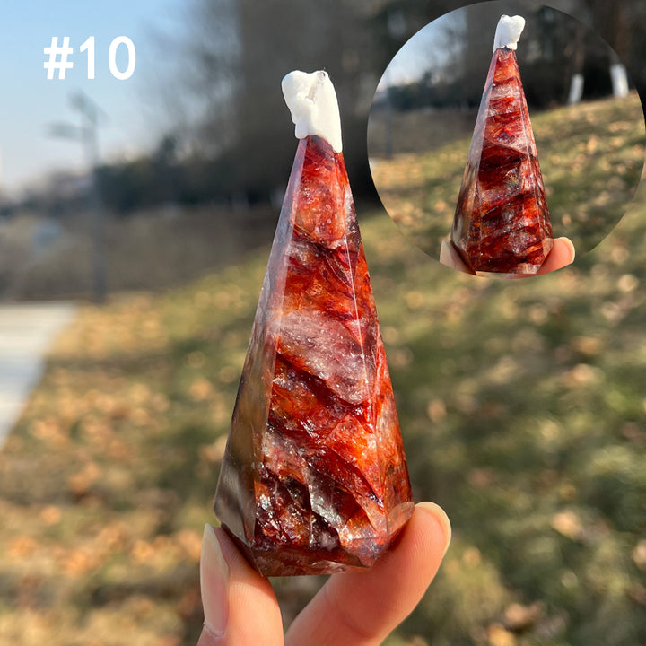 Unique,Natural Crystal Fire Quartz Diamond Tower