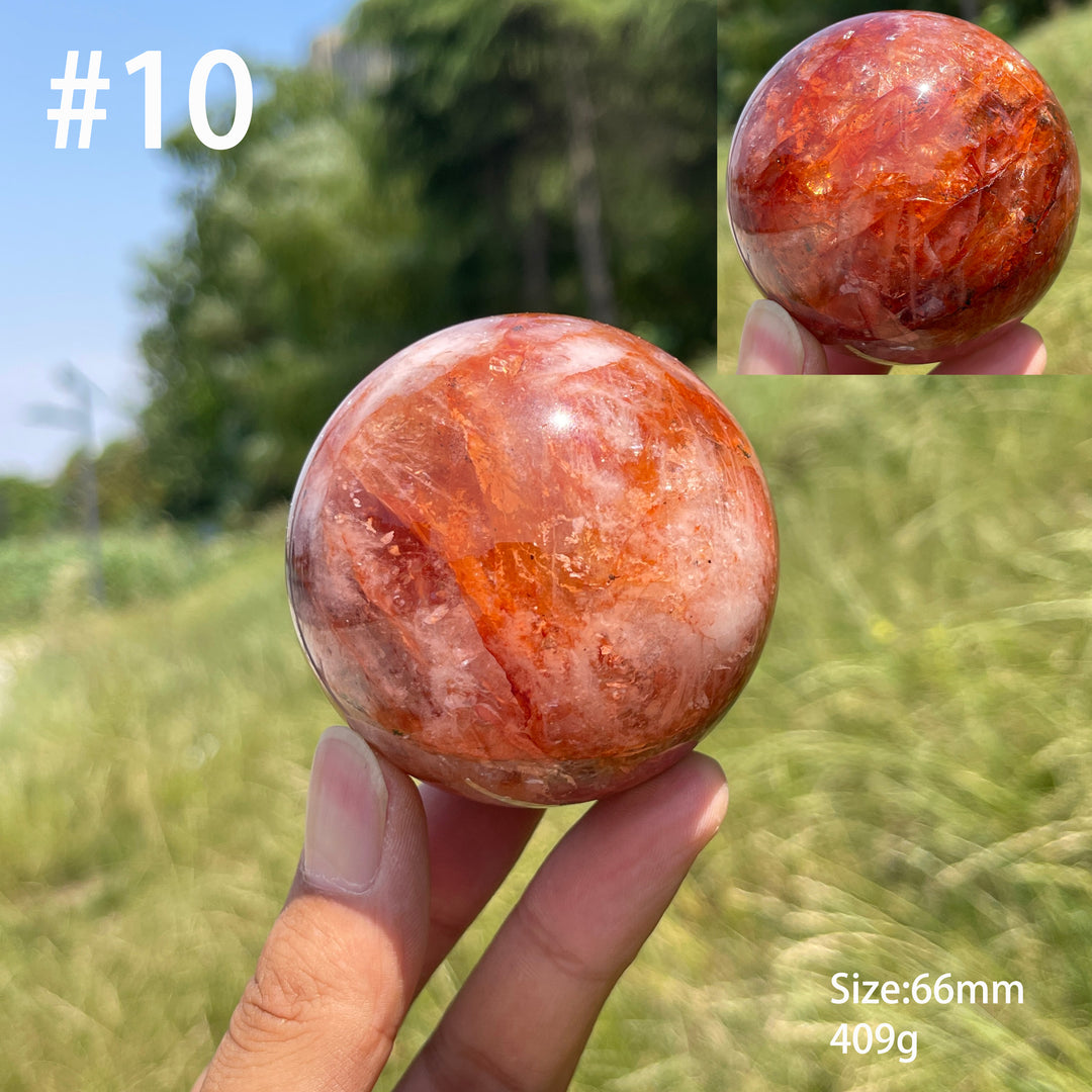 Unique,Natural Warm Fire Quartz Crystal Sphere
