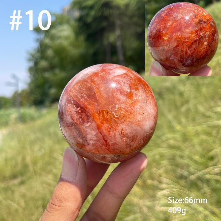 Unique,Natural Warm Fire Quartz Crystal Sphere