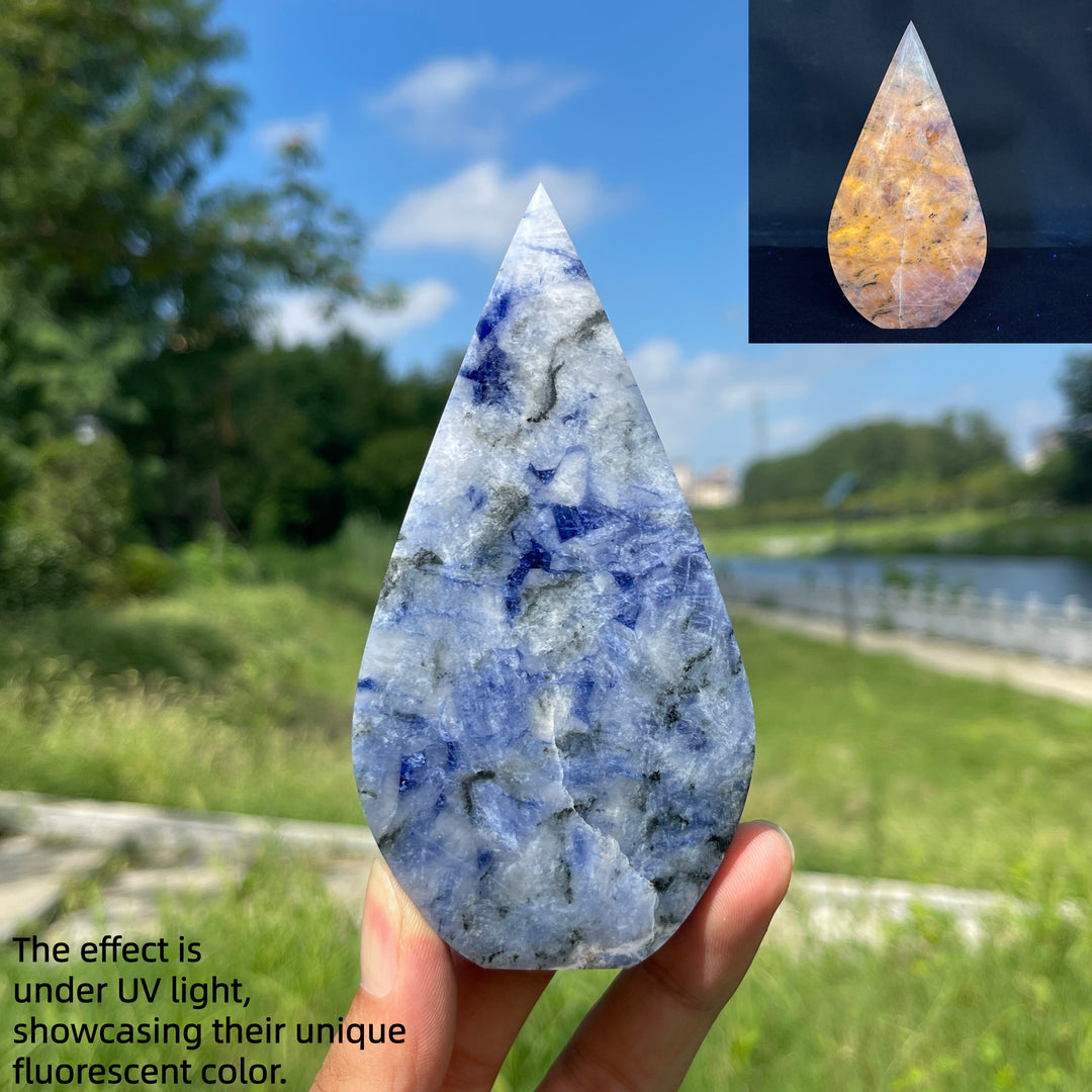 Natural Crystal Blue And White Porcelain Sodalite Teardrop