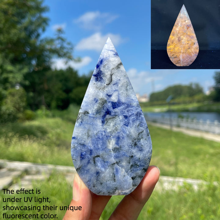 Natural Crystal Blue And White Porcelain Sodalite Teardrop
