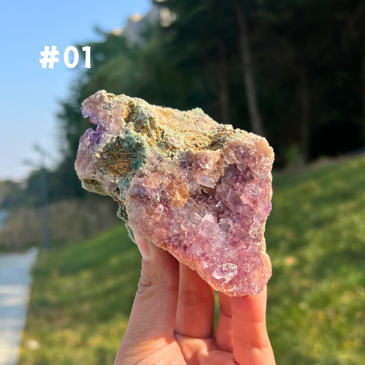Unique Natural Raw Pink Amethyst Cluster
