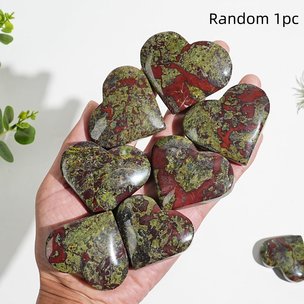 Natural Dragon Blood Stone Crystal Heart