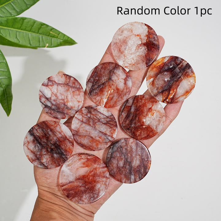 Natural Fire Quartz Crystal Round Disc
