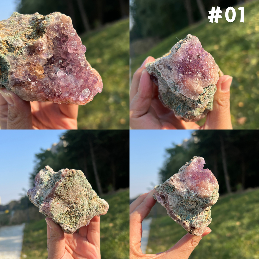 Unique Natural Raw Pink Amethyst Cluster