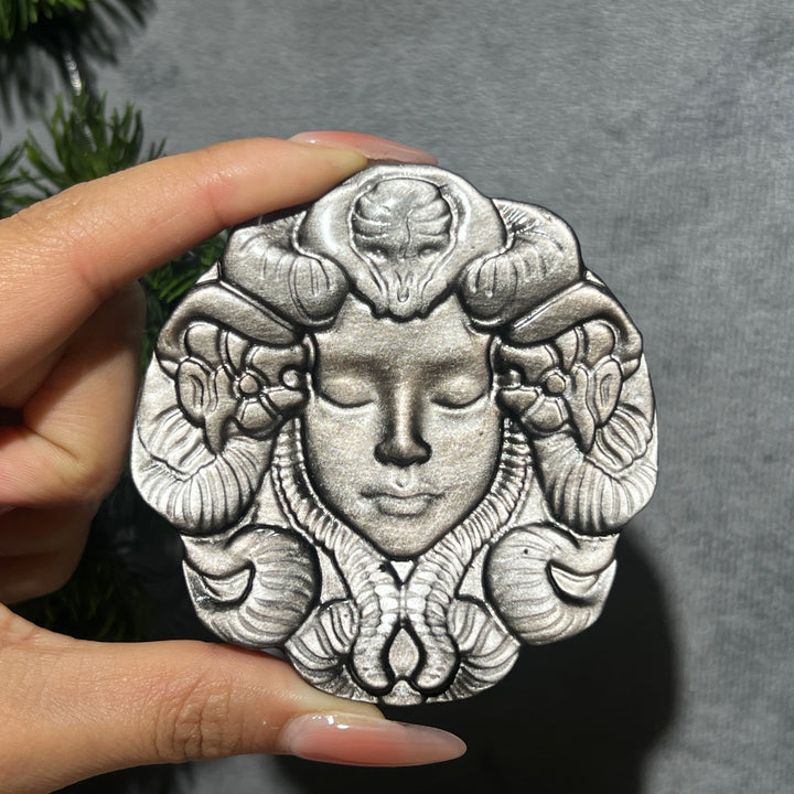 Silver Obsidian Medusa Slice-Pre-sell