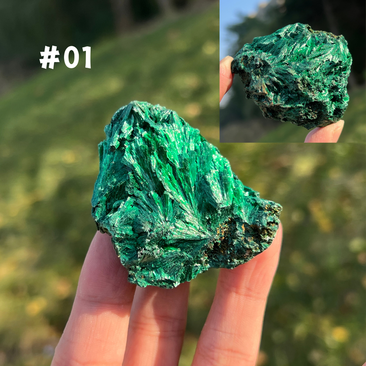 Unique Natural Raw Acicular Malachite Mineral