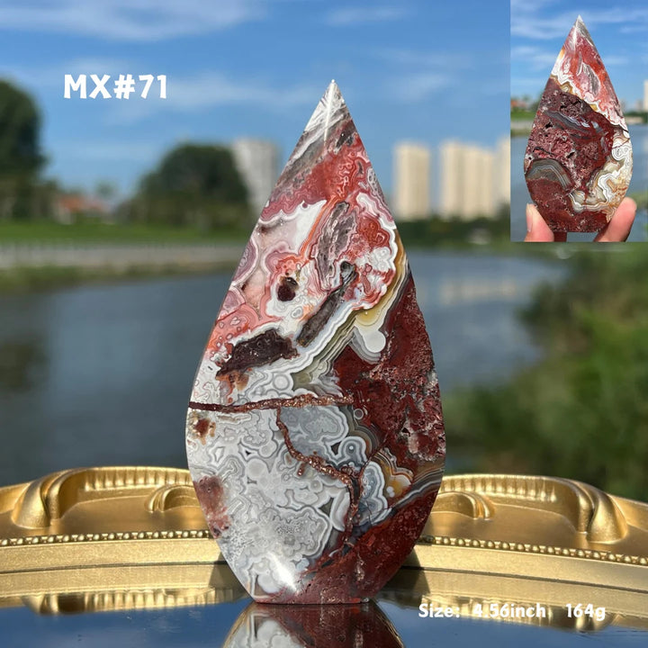 Unique, Mexican Crazy Lace Agate Teardrop