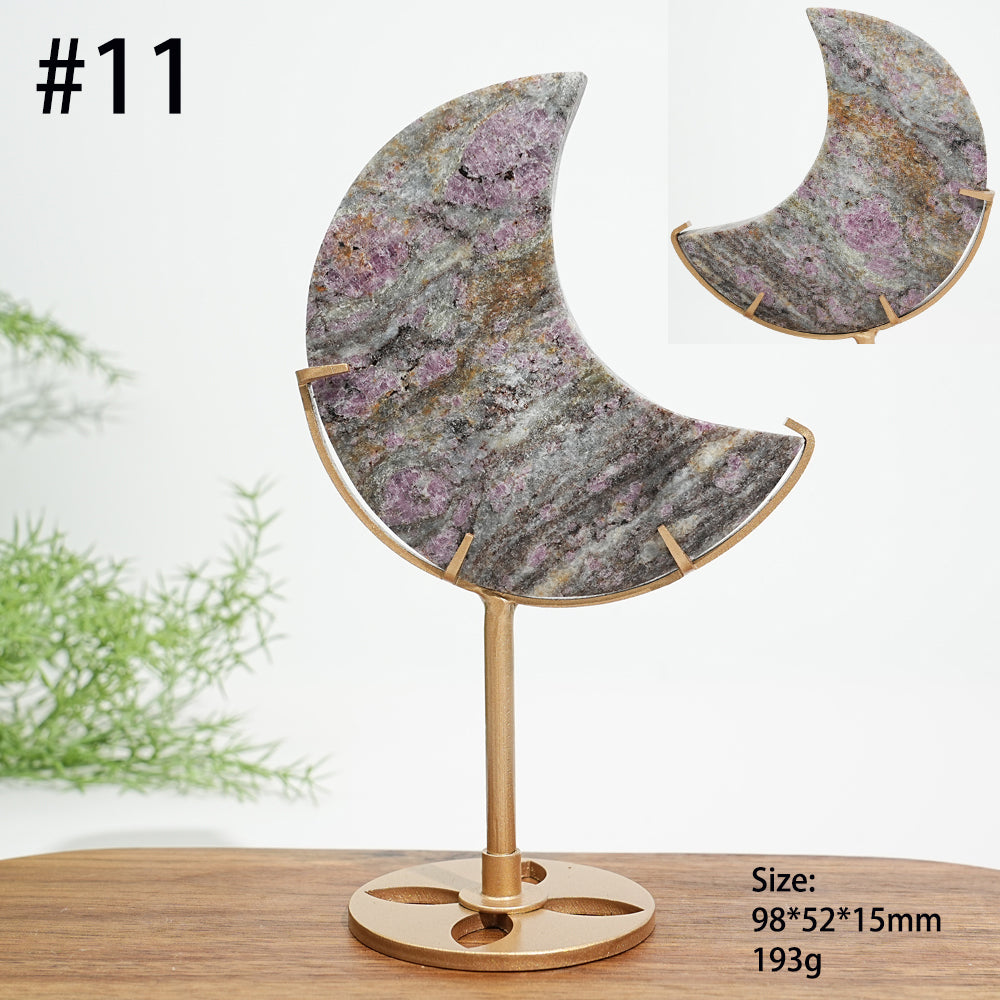 Unique,Natural Crystal Garnet Moon Carving