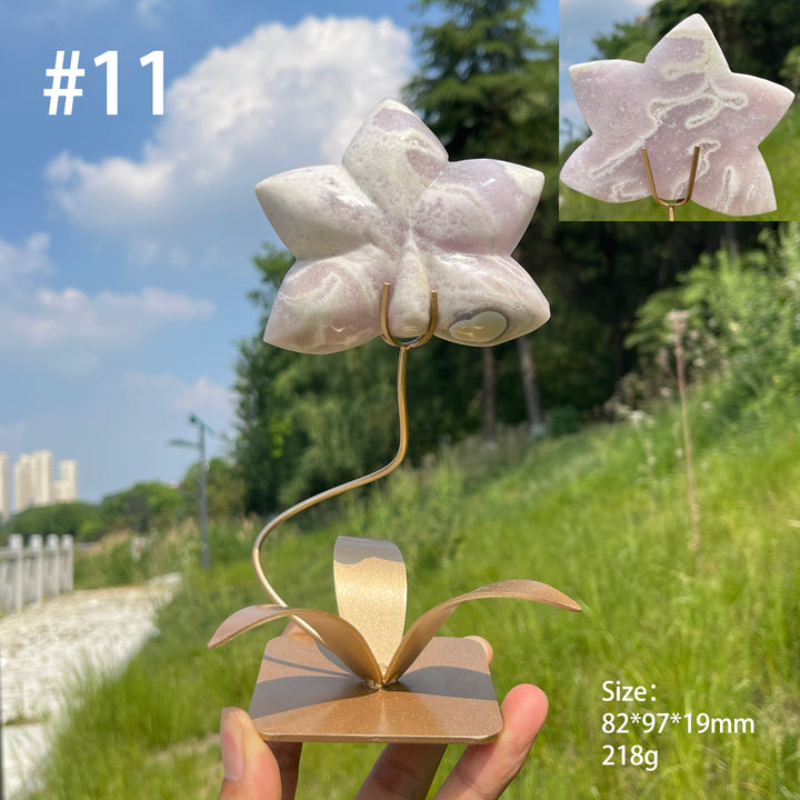 Unique,Natural Crystal Orchid Carving